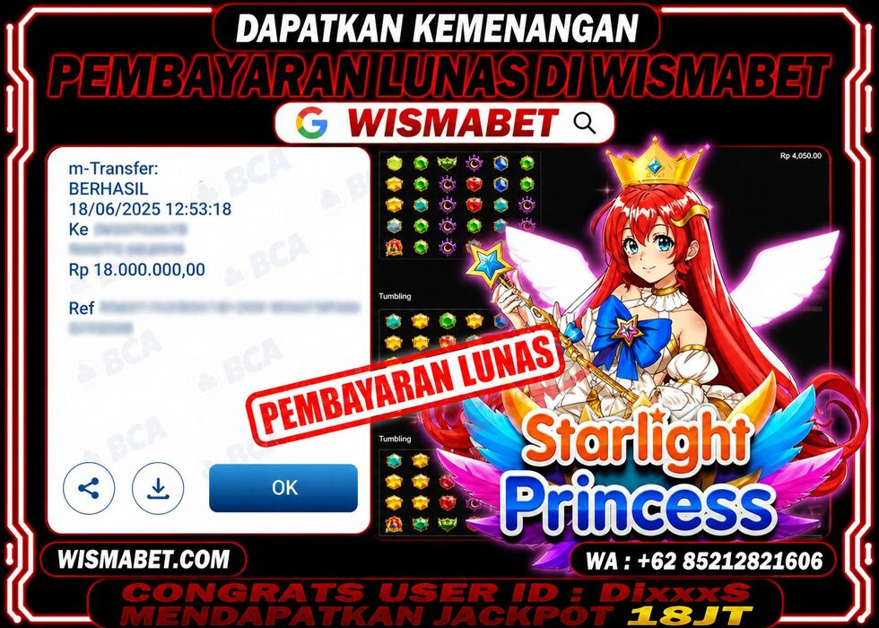 BUKTI KEMENANGAN Starlight Princess Rp18,000,000- LUNAS